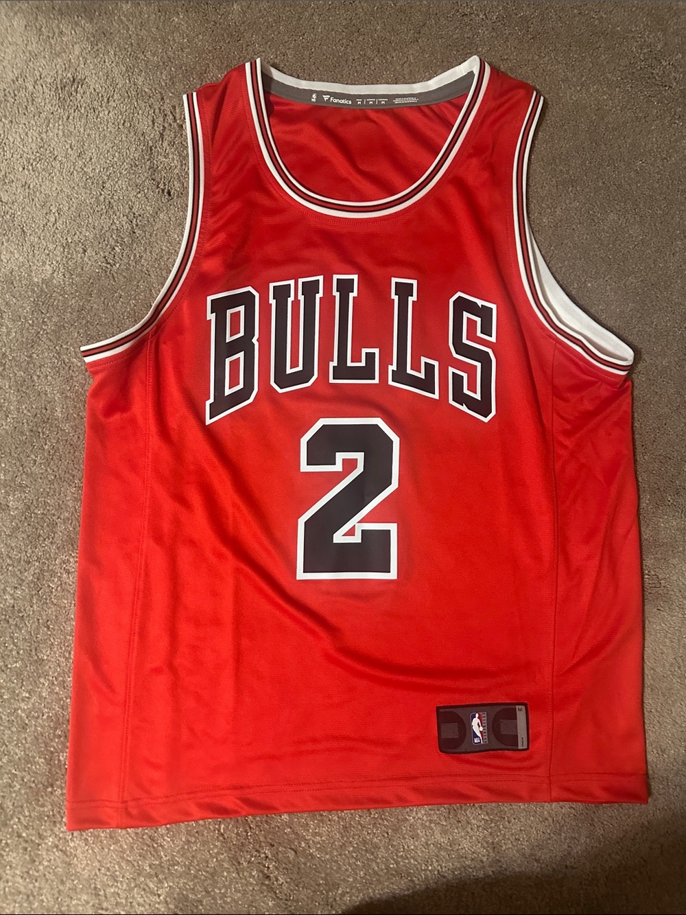 Fanatics Red Chicago Bulls #2 Basketball Jersey